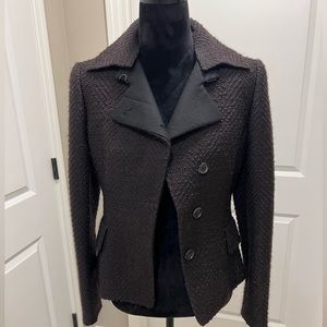 Akris wool blend black short jacket blazer, women’s size 6